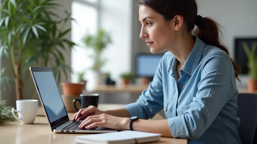This image shows a person happily using a laptop, representing finding online money making opportunities easily.