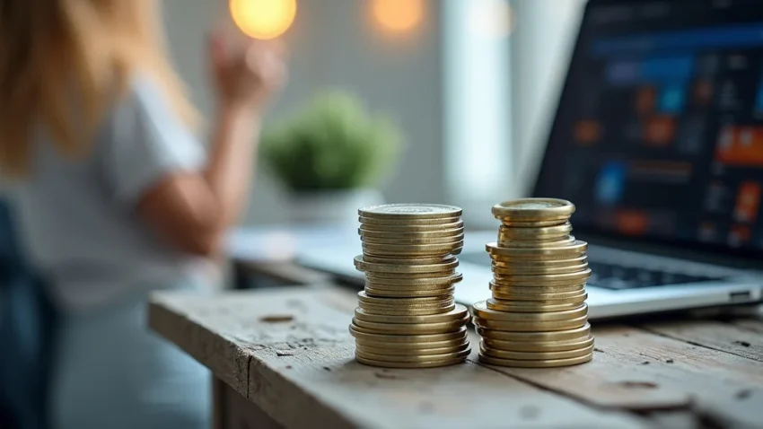 The image shows a hand typing on a laptop, representing fast ways to make money online.